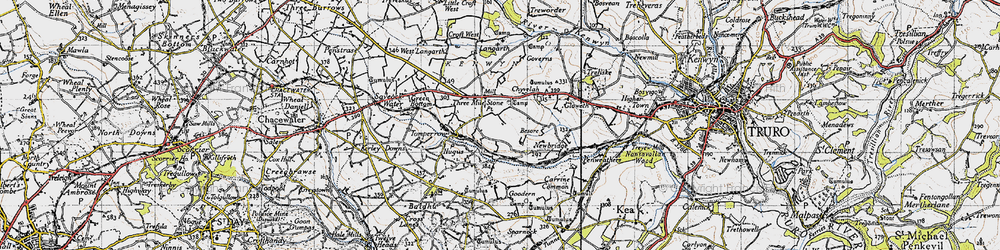 Old map of Threemilestone in 1946
