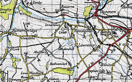 Old map of Threewaters in 1946