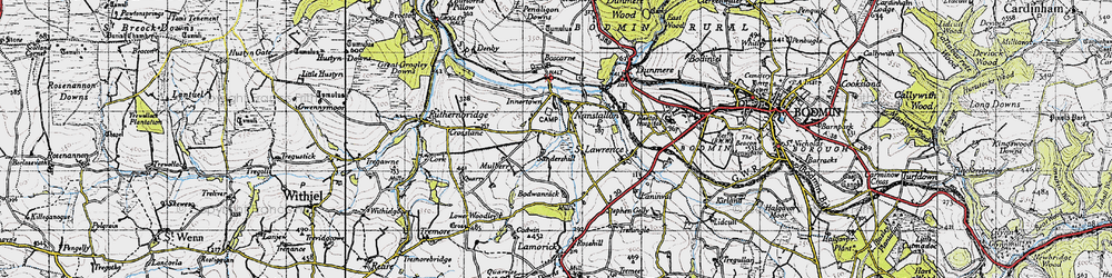 Old map of Threewaters in 1946
