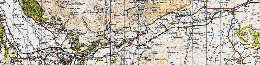 Old map of Threlkeld in 1947
