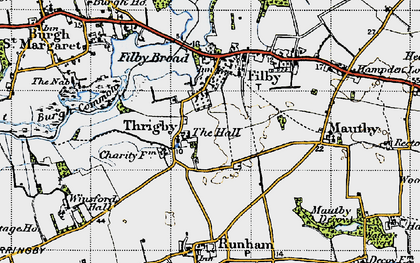 Old map of Thrigby in 1945