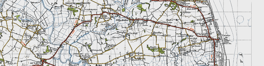 Old map of Thrigby in 1945