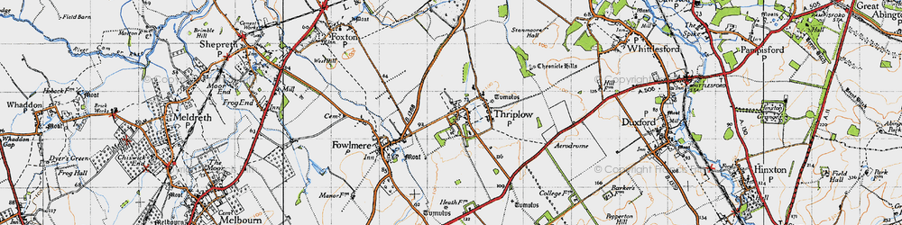 Old map of Thriplow in 1946