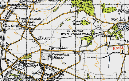 Old map of Throapham in 1947