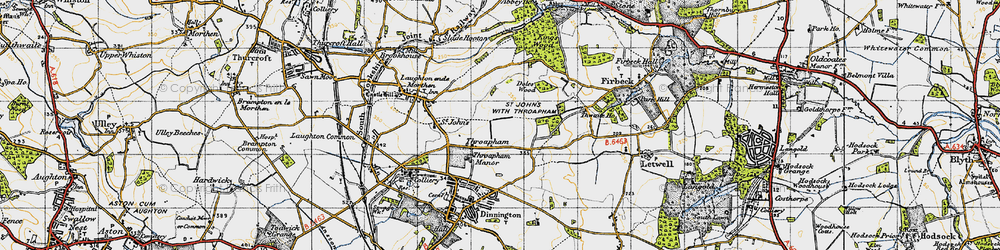 Old map of Throapham in 1947