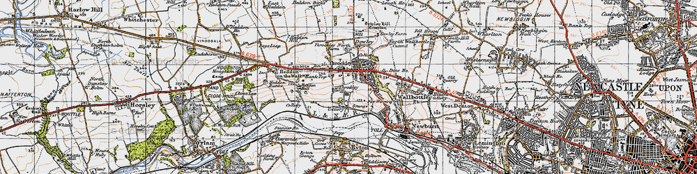 Old map of Throckley in 1947