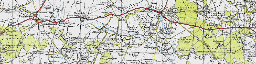 Old map of Tonerspuddle Heath in 1945