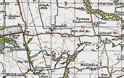 Old map of Throphill in 1947