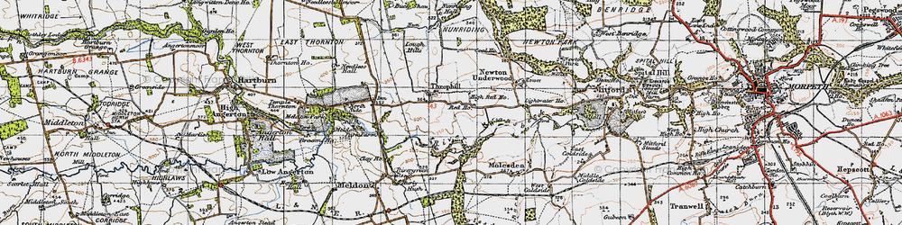 Old map of Throphill in 1947