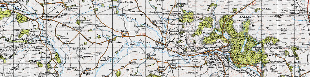 Old map of Thropton in 1947