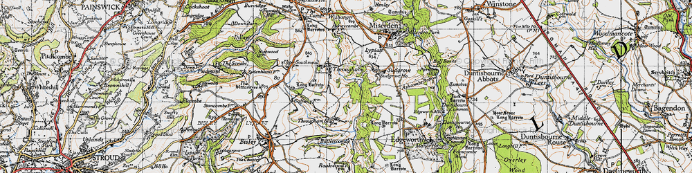 Old map of Througham in 1946