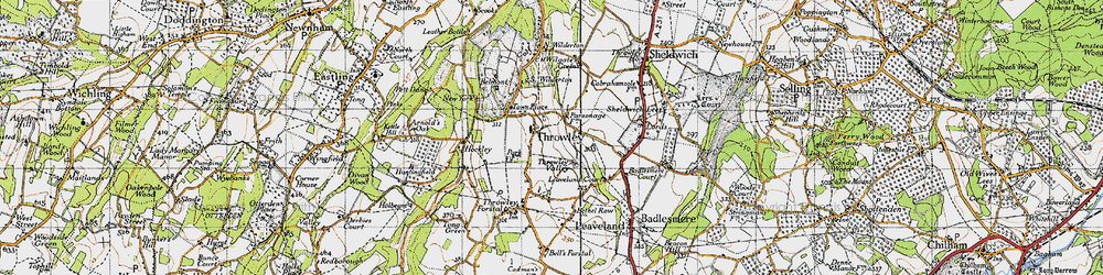 Old map of Throwley in 1946