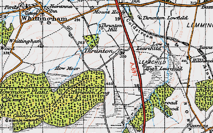 Old map of Thrunton in 1947