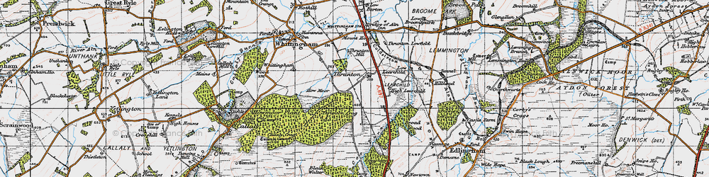 Old map of Thrunton in 1947