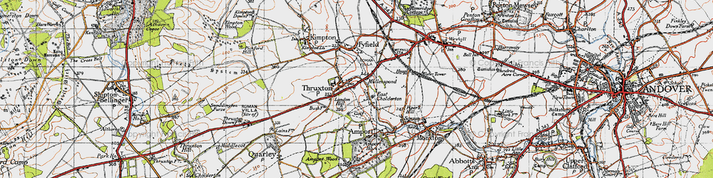 Old map of Thruxton in 1940