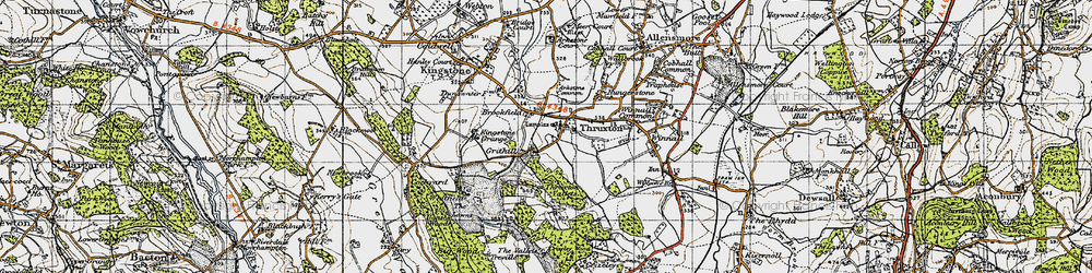 Old map of Thruxton in 1947