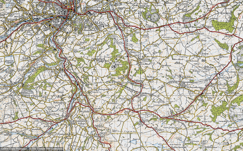 Old Map of Historic Map covering Boothroyd Wood in 1947