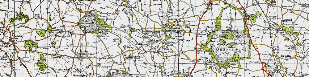 Old map of Thurgarton in 1945