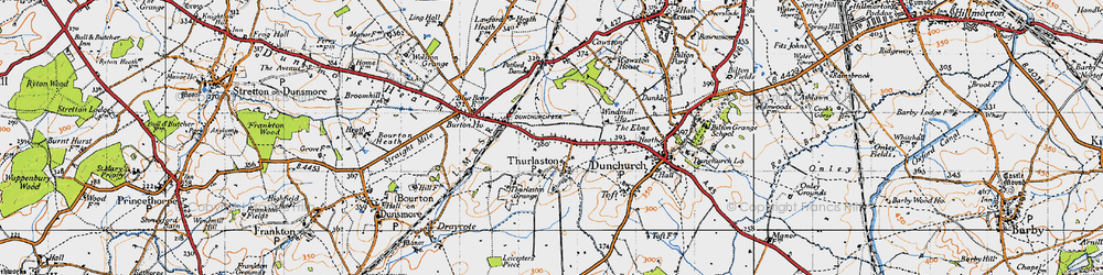 Old map of Thurlaston in 1946