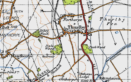 Old map of Thurlby in 1946