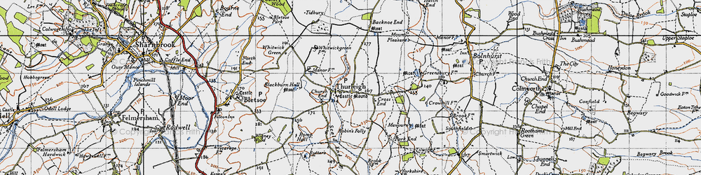 Old map of Thurleigh in 1946