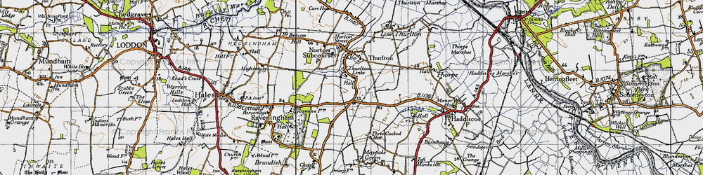 Old map of Thurlton Links in 1946