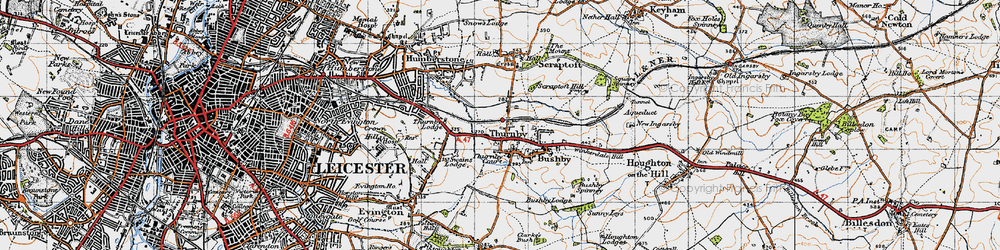 Old map of Thurnby in 1946
