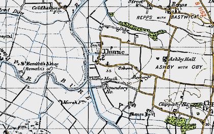 Old map of Thurne in 1945