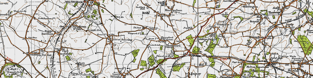 Old map of Thursford Green in 1946