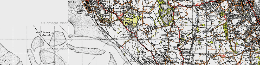 Old map of Thurstaston Common in 1947