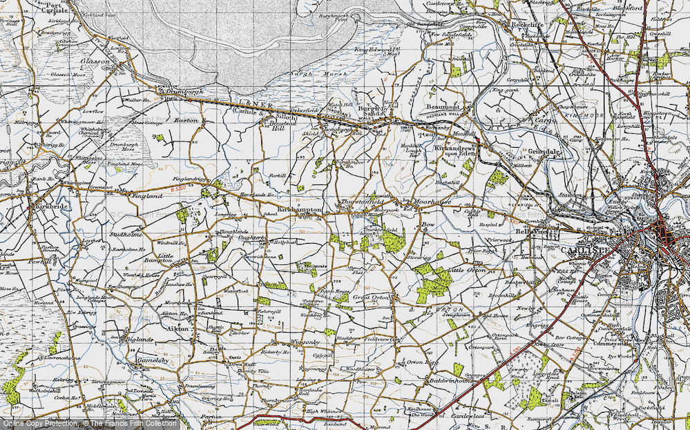 Old Map of Historic Map covering Burgh Moor Ho in 1947