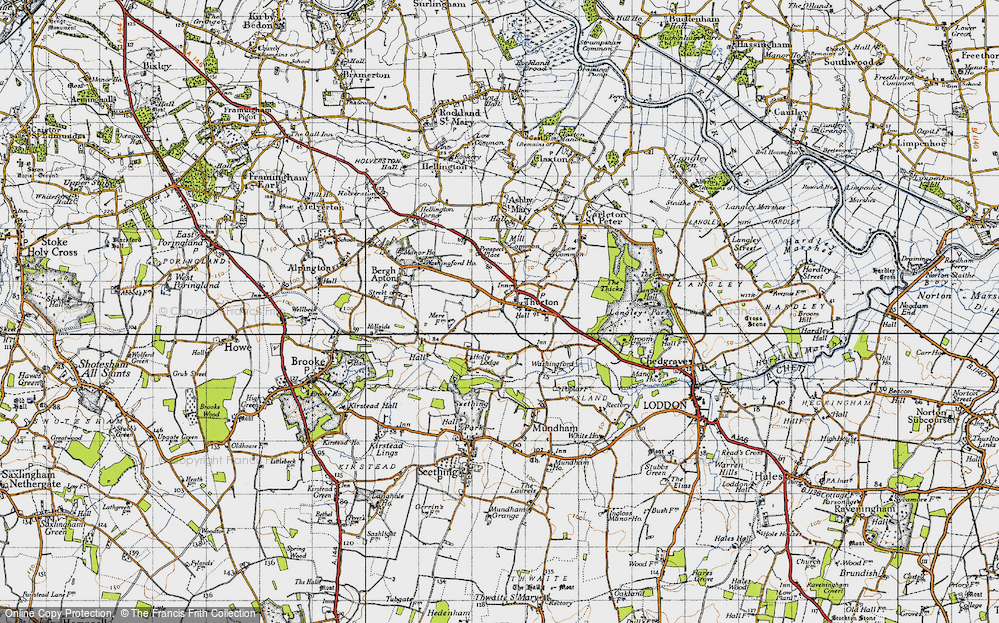 Old Map of Thurton, 1946 in 1946