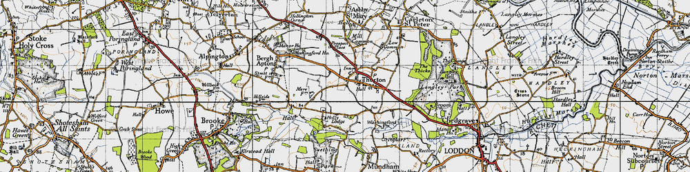 Old map of Thurton in 1946