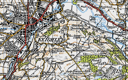 Old map of Thwaites Brow in 1947