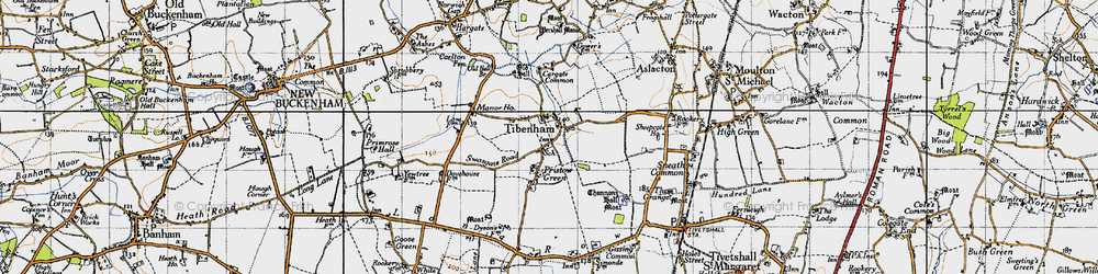 Old map of Tibenham in 1946
