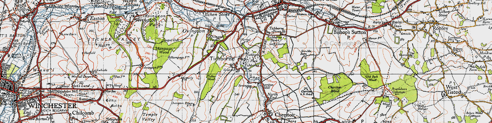 Old map of Barley Down Ho in 1945