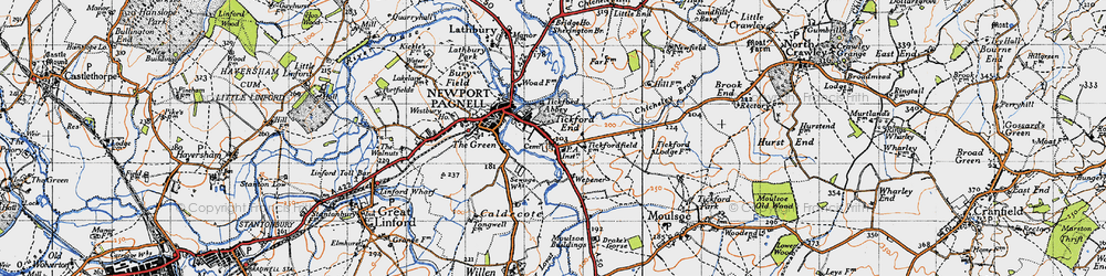 Old map of Tickford End in 1946