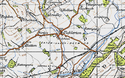 Old map of Ticklerton in 1947