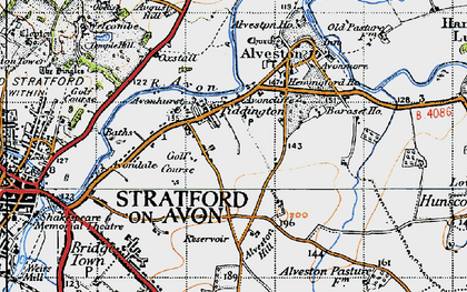 Old map of Tiddington in 1947