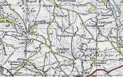 Old map of Tideford Cross in 1946