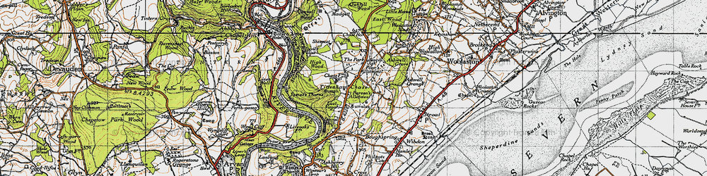 Old map of Tidenham Chase in 1946