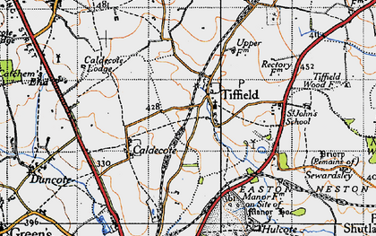 Old map of Tiffield in 1946