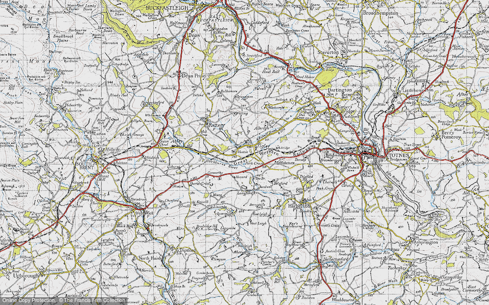 Old Map of Historic Map covering Brooking in 1946