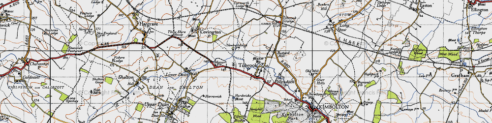 Old map of Bustard Hill in 1946