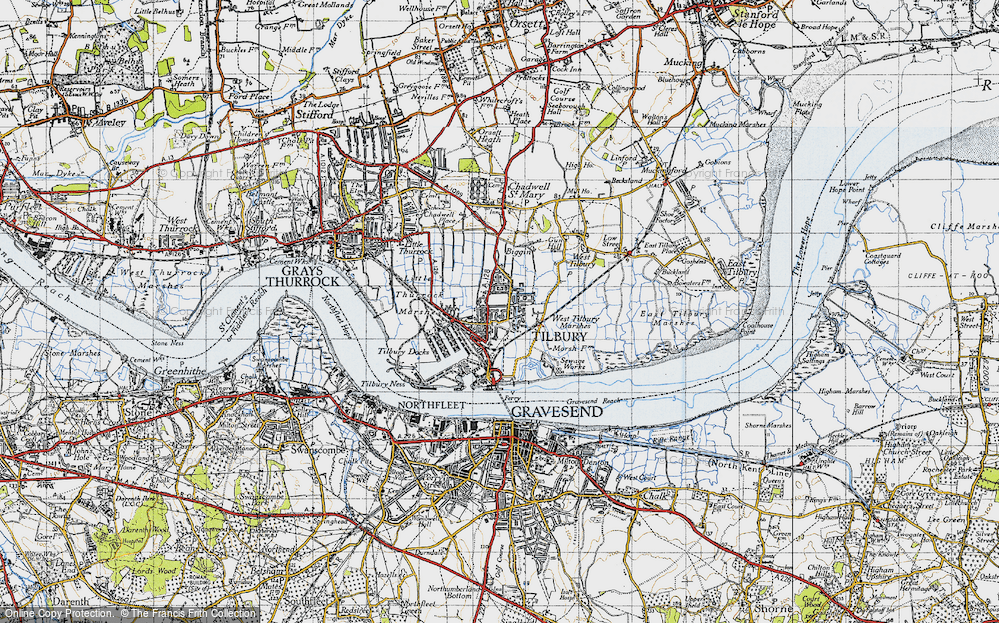 Old Map of Tilbury, 1946 in 1946