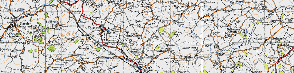 Old map of Tilbury Juxta Clare in 1946
