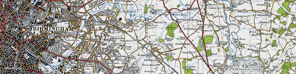 Old map of Tile Cross in 1946