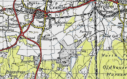 Old map of Tilgate in 1940