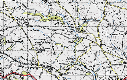 Old map of Tilland in 1946
