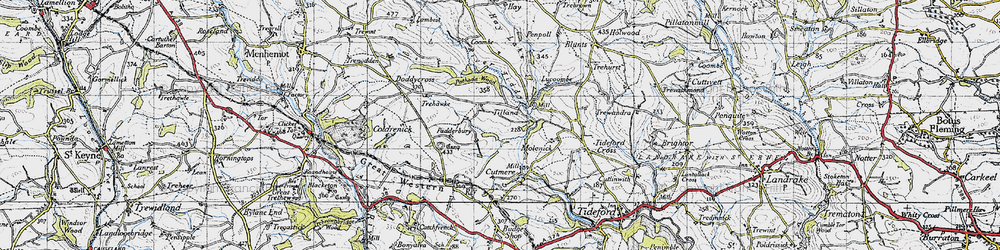 Old map of Tilland in 1946